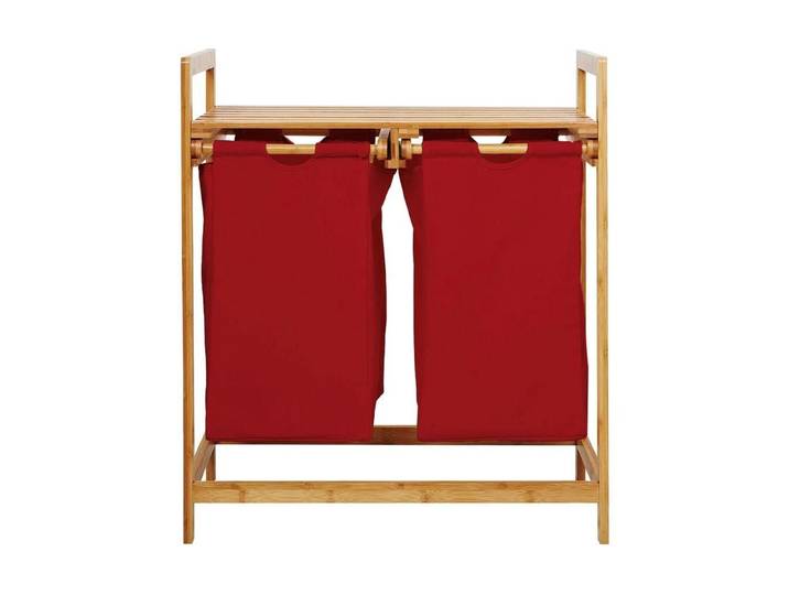 Wäschekorb LUMALAND Bambus 60 l , rot (braun, rot), B:73cm H:73cm T:33cm, Bambus, Wäschesammler, Wäschekorb