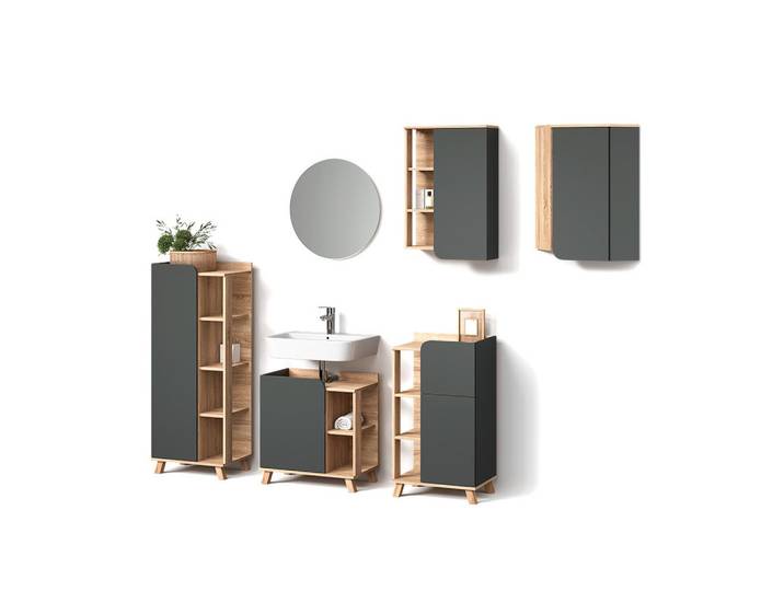 BADMÖBEL-SET Marano, Anthrazit, 6-teilig