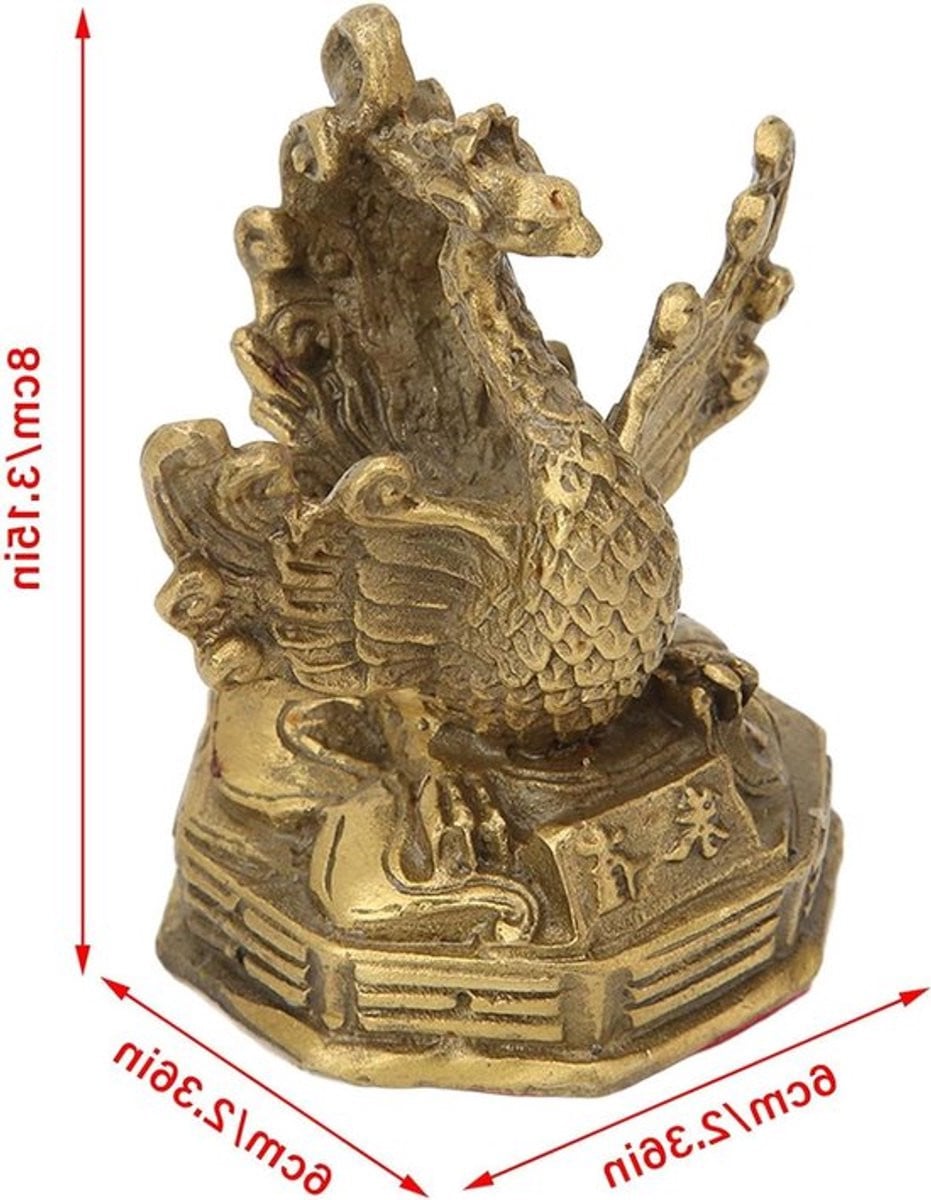 Messing Phoenix Beeldje voor Geluk en Rijkdom - Feng Shui Standbeeld