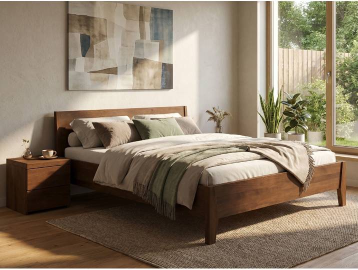 Bett Kernbuche Dunkel „Benjamin“ 180 x 210 cm Massivholz Buche Dunkel
