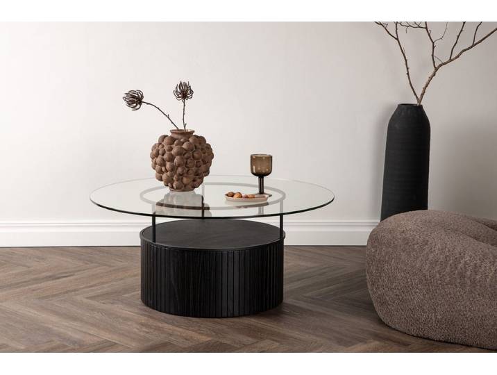 Couchtisch Marty - in Schwarz mit Glasplatte - Schwarz - Luxusbetten24