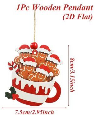 Modern Home Fixes Merry Christmas Party Decoration, Christmas Gingerbread Man Wooden Pendant, Xmas Navidad Natal New Year Gift style 4