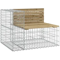 DELUKE® Gartenbank Gabionen INO aus Stahl 92x71x65,5cm Kiefernholz Braun Gabionenbank Gartenbank mit Sitzfläche aus Gabionen Steinkorb Gabionengitter