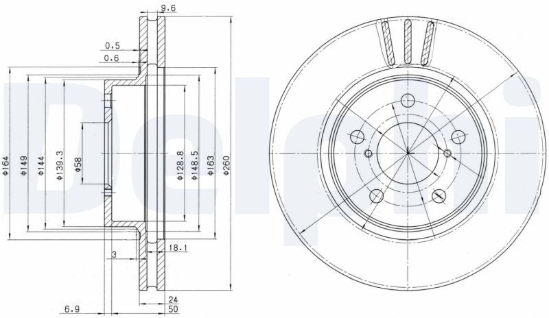 Delphi Bremsscheibe Bg2767 260mm 24mm Für Subaru