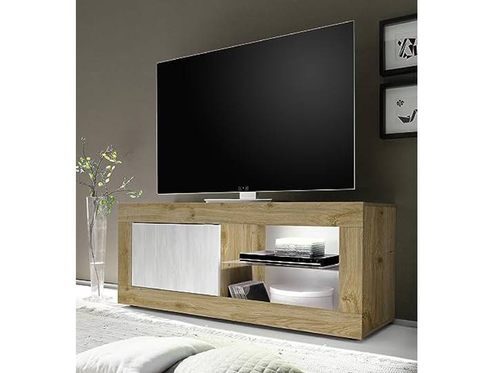 TV-Board >Belinda< in Eiche Cadiz/Weiss - 140x56x43cm (BxHxT)
