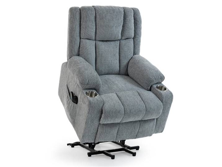 Redom Elektrischer Relaxsessel Samt mit Aufstehhilfe, Massage, Wärme 91/84/106 cm Hellgrau, 84x106x91 cm, Wohnzimmer, Sessel, Relaxsessel