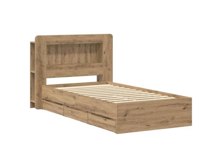 SKTQYQO Bettgestell mit Stauraum, Eiche handgefertigt, 80 x 200 cm Technisches Holz, integrierte Schubladen, Kopfteil mit Ablage, einfache Montage