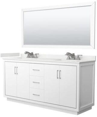 Wyndham Collection Icon 72-inch Double Vanity, Quartz Top, 70-inch Mirror