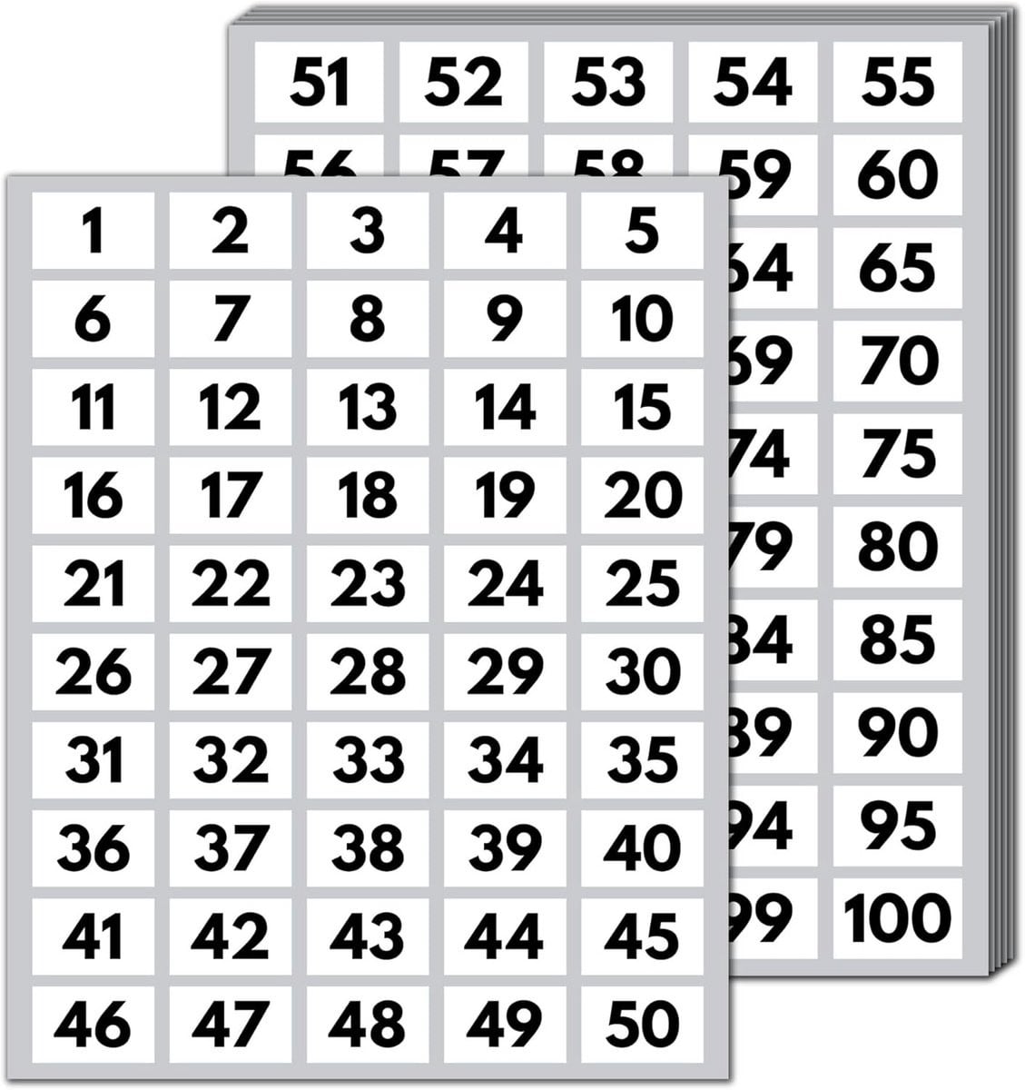 15 sets cijferstickers met nummers van 1 tot 100, zwarte waterdichte vinyl stickers
