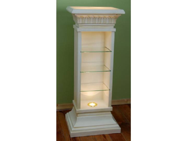 JVmoebel Vitrine Design Vitrine Regal Glas Säule Vitrinen Regale CD Schrank Lampe Made in Europa