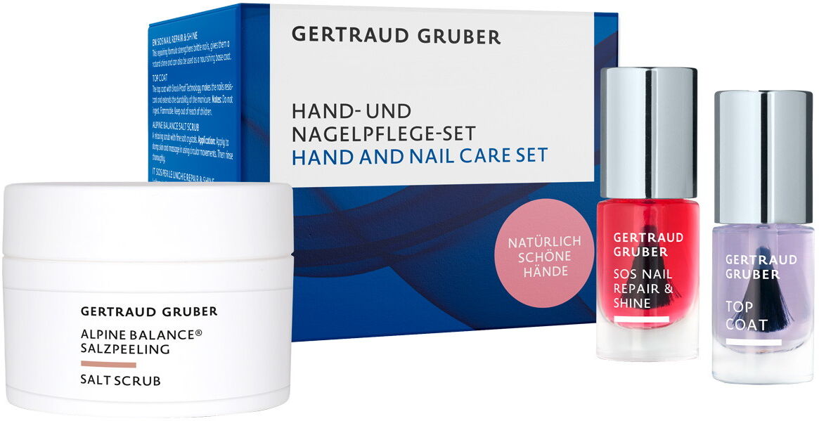 60ml GERTRAUD GRUBER Hand- und Nagelpflege-Set (SOS Nail 5ml + Top Coat 5ml + Peeling 50ml)