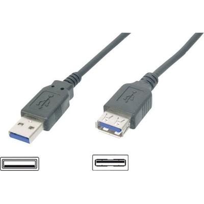 Digitus USB-Kabel USB 3.2 Gen1 USB-A Stecker, USB-A Buchse 1.80 m Schwarz AK-300203-018-S