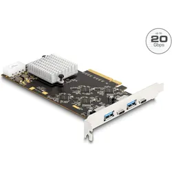 Delock PCI Express x8 Karte mit 2 x USB 20 Gbps USB Type-CTM Buchse und 2 x USB 5 Gbps Typ-A Buchse, Kontrollerkarte