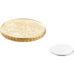 100 Scheibenmagnet, 10 mm, 0,6 mm, N38, 100 Stück, Neodym, silber