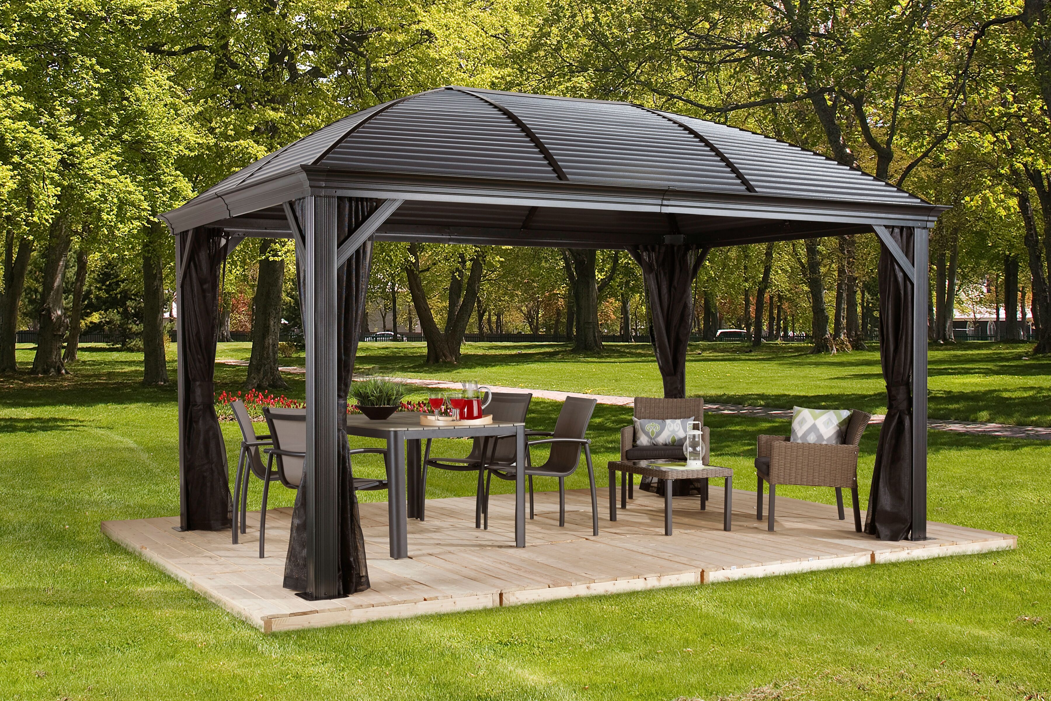 Pavillon SOJAG "Moreno 10x14", grau (anthrazit, anthrazit), B/H/T: 298cm x 283cm x 423cm, Pavillons, BxT: 298x423 cm