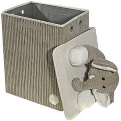 IH Casa Decor Foldable Fabric Hamper & Lid With Plush Elephant