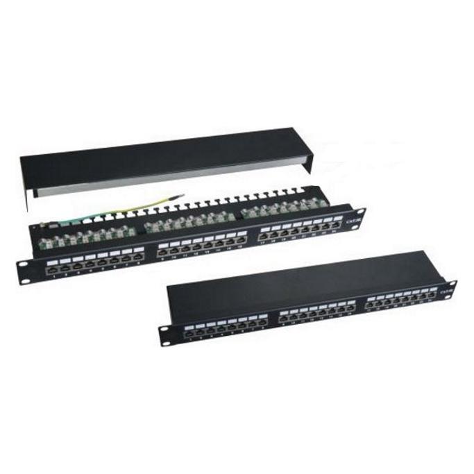 XtendLan Patchfeld 19", 24 Anschlüsse, abgeschirmt, Cat5e, Patchfeld, doppelt, 2xAu (XL-PP19-24C5ESD-A)