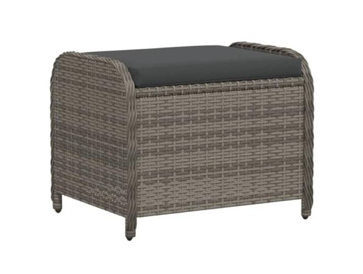 vidaXL Tuinkruk met kussen 58x46x46 cm poly rattan grijs