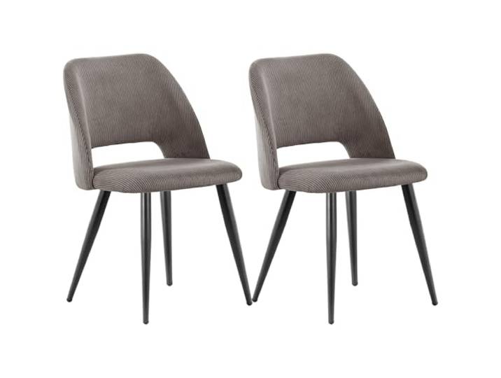 WAFTING Esszimmerstühle aus Cordstoff mit Dickem Schwamm,2er Set,Braun Mit dickem Schwamm gepolstert, separaten Metallfüßen, Moderner Polsterstuhl für Esszimmer, Wohnzimmer, Schlafzimmer,Empfang