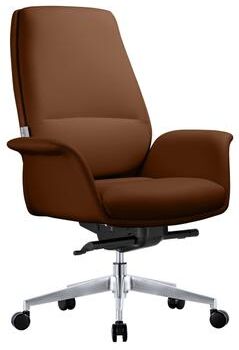 LeisureMod Summit Ergonomic Mid Back Office Chair - PU Leather Executive Desk Chair - Aluminum Frame Swivel Reclining Computer Seat