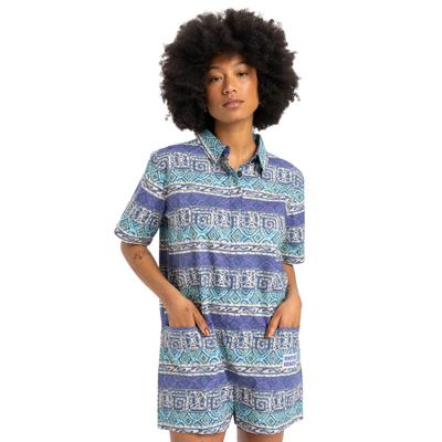 Jerseykleid QUIKSILVER "Pansy", Damen, Gr. XS, blau (aqua sky global heat 32x32), Obermaterial: 100% Baumwolle., Kleider Jerseykleid