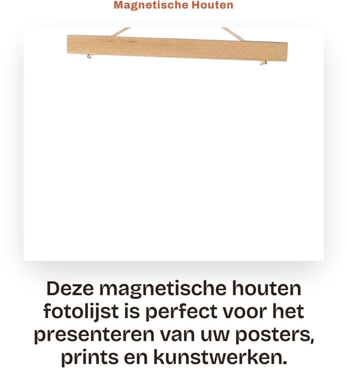 Dailygoods Posterhanger Modern - Magnetische Houten Hanger voor Kunstwerken en Fotolijsten - 40 cm