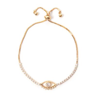 Armband FIRETTI "magisches Auge", gold (gelbgoldfarben, weiß, weiß), Armbänder, Damen, 24cm, Metall, Armband, mit Strassteinen