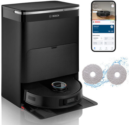 Bosch BCRDW3BX, Robot aspirapolvere e lavapavimenti, Spotless Max Cam, Nero