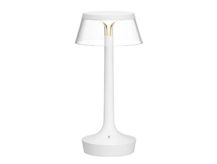 FLOS Designer Tischlampe Bon Jour unplugged, dimmbar, klar / transparent, für Flurbereich, Kunststoff, Design