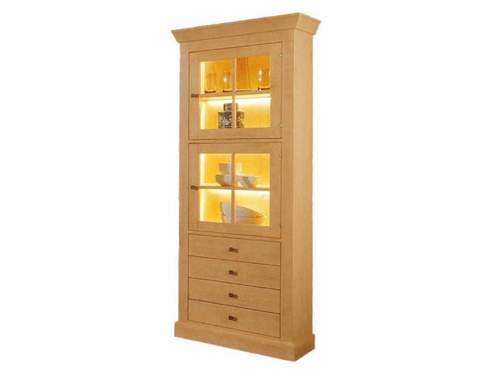 Casamia Vitrine Vitrine Glas-Vitrine Standvitrine 2-türig Santos 214x82cm Massivholz