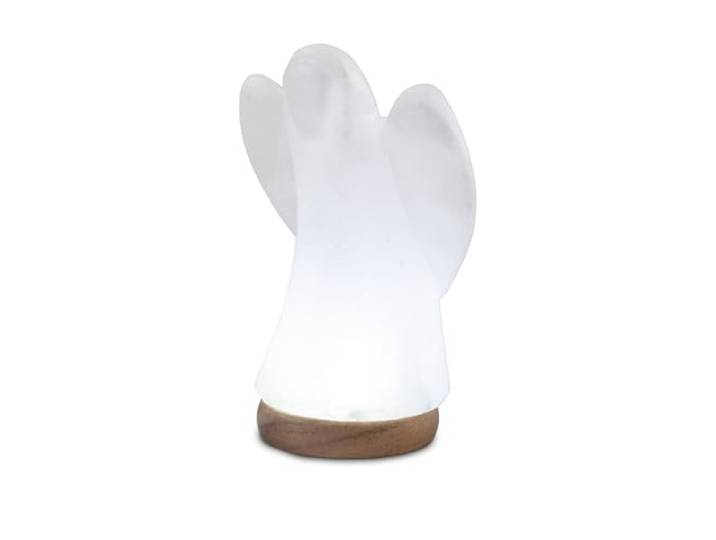 Lampe LED ange en cristal de sel blanc