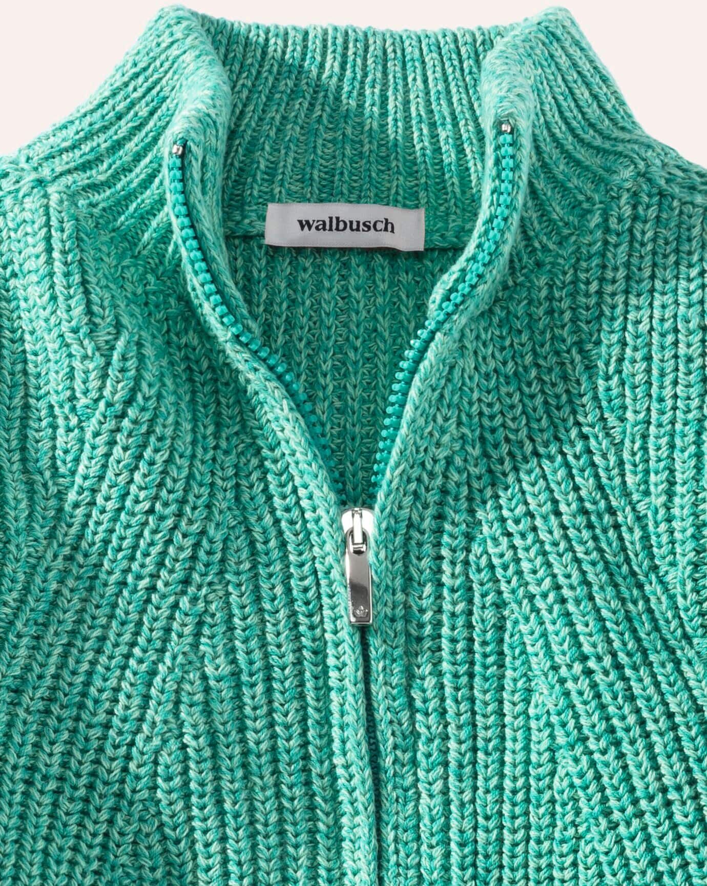 Walbusch Patentstrickjacke Nahtlos, normale Größen, Farbe Grün, 48, nahtlos gestrickt 100% italienische Baumwolle Damen