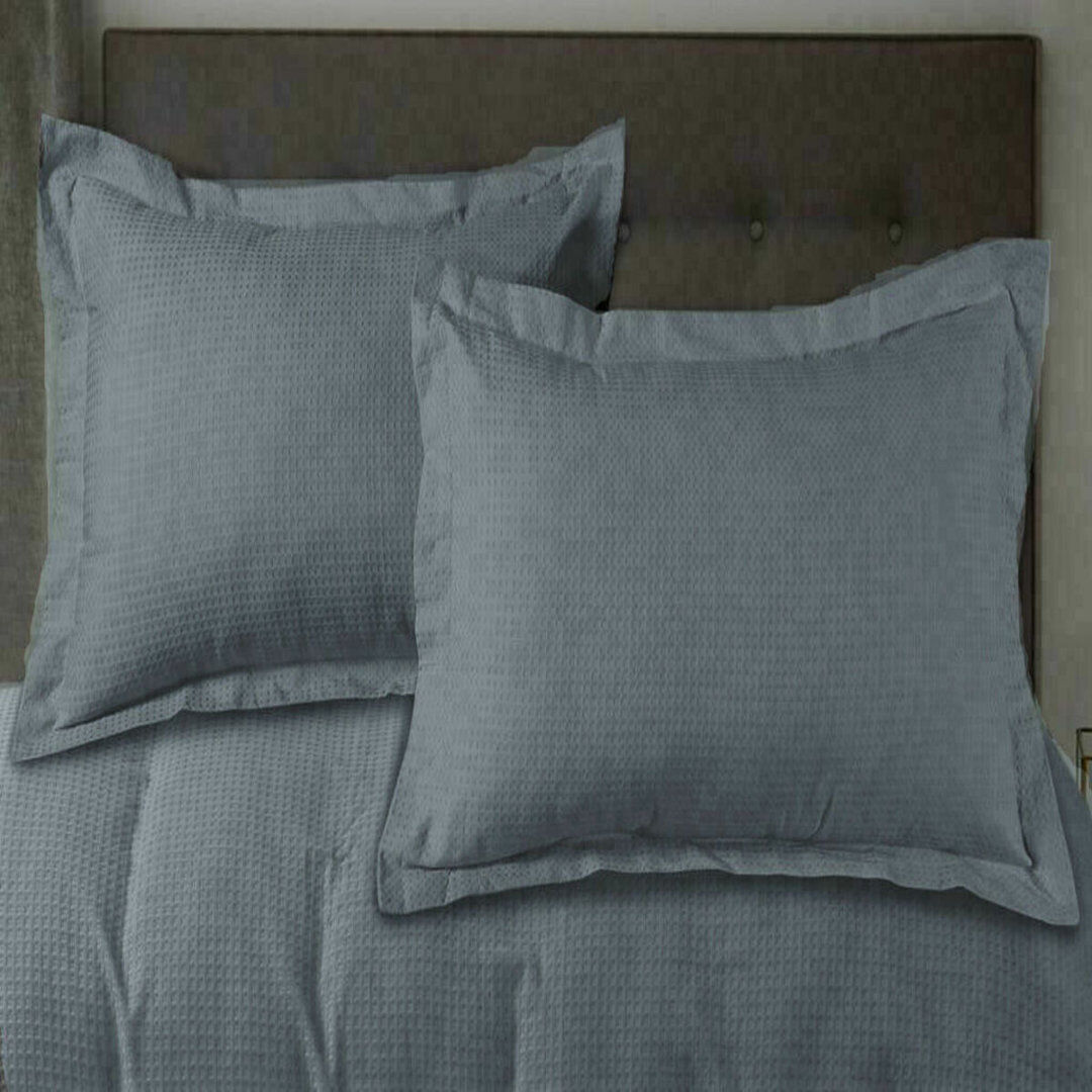 Ebern Designs Eljean Cotton Solid Colour Duvet Cover Set with Pillowcases Included Grey Double