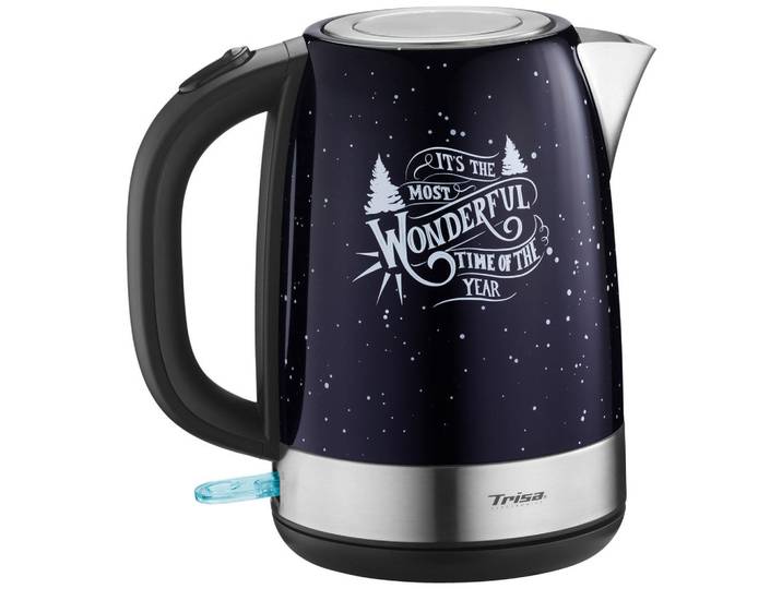 Trisa Electronics Wasserkocher, Dunkelblau, Metall, 1,7 l, 15x22x21.7 cm, RoHS, Fsc, Reach, automatische Abschaltung, 360°-Sockel, Anti-Rutsch-Füsse, ergonomischer Griff, abgedecktes Heizelement, Kochgeschirr, Küchengeräte, Wasserkocher