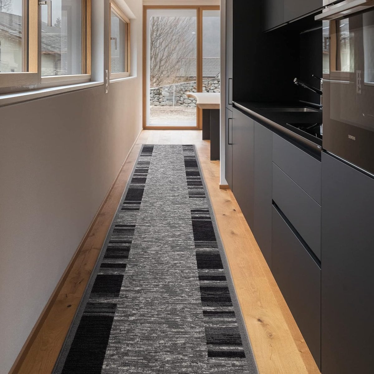 Karpet Runner Grijs - Lange Vloerbedekking met Antislip Onderkant - B/D: 80 x 300 cm