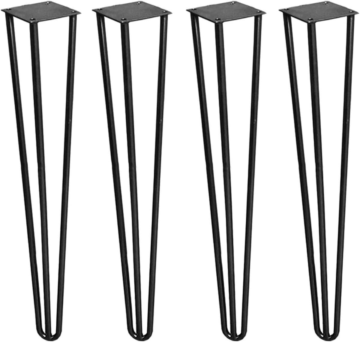 Set van 3 zwarte stalen tafelpoten voor bureaus of meubels, Hoogte: 45 cm