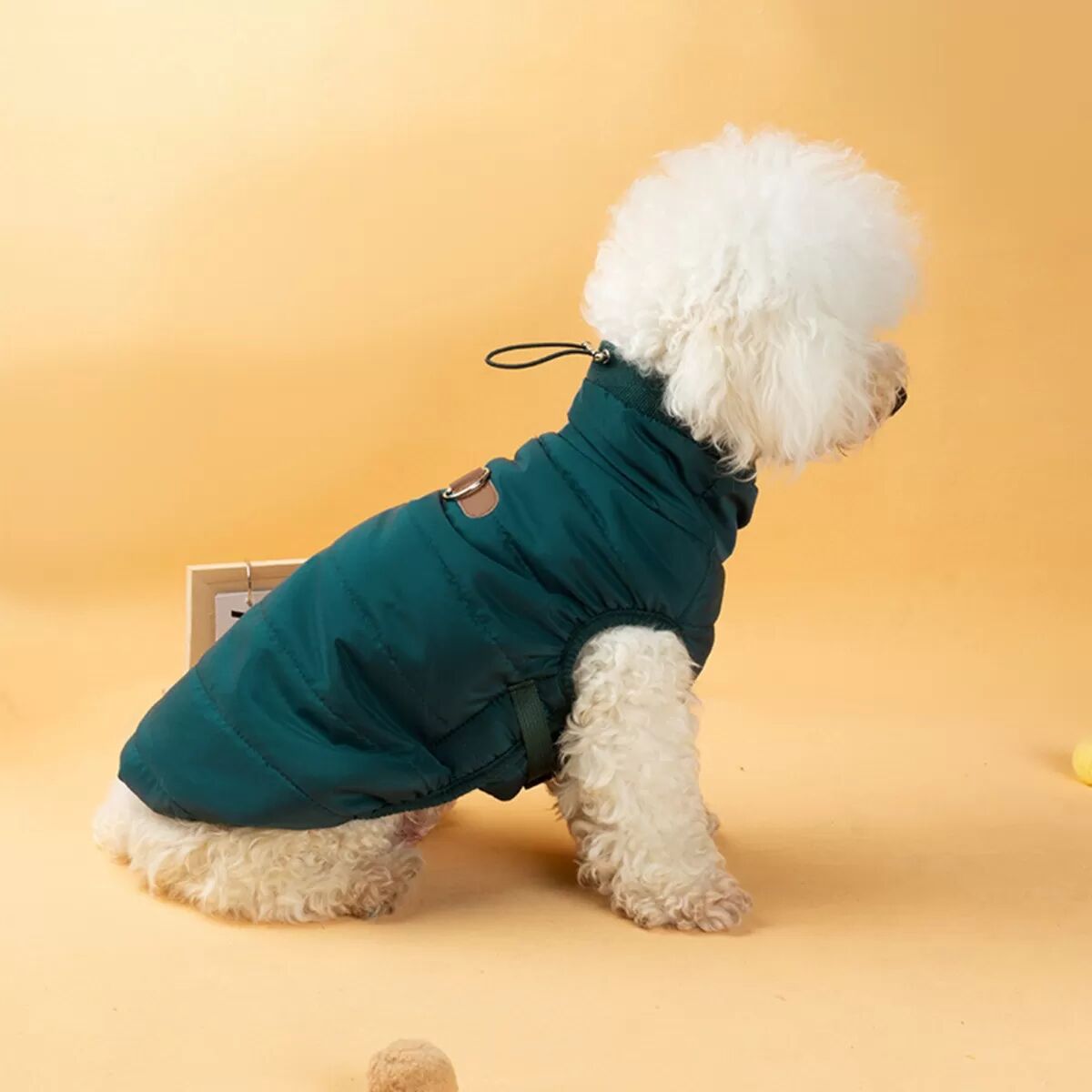 INF Warme Haustierweste mit Geschirr - Winterbekleidung für kleine Hunde & Katzen mit Zugfunktion L Grün