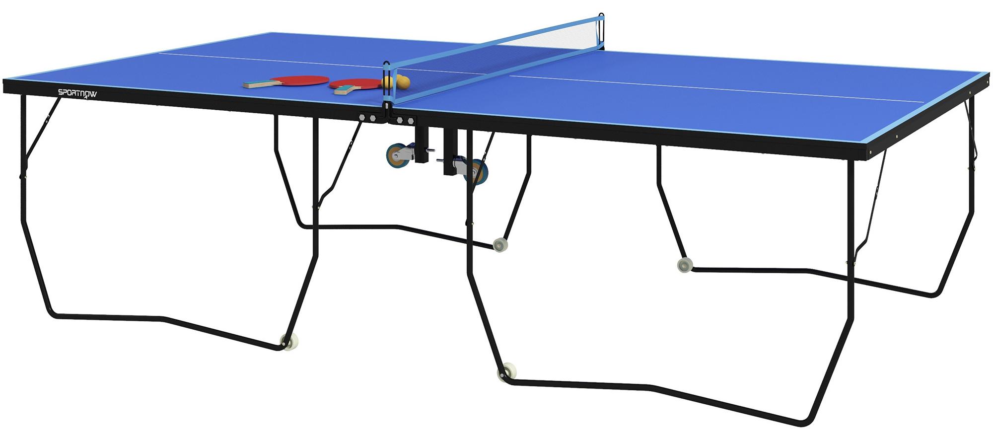SPORTNOW Tischtennisplatte, Klappbar Tischtennistsich mit Netz, Rollen