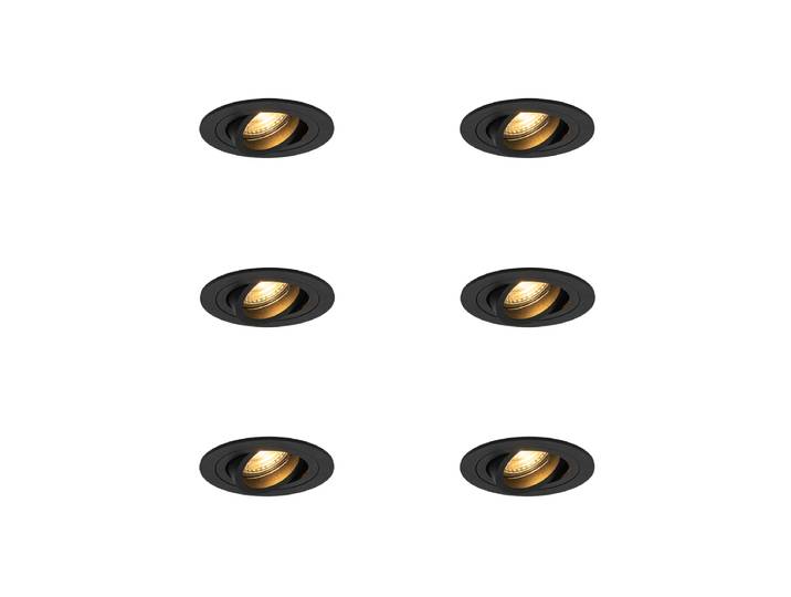 Ensemble de 6 spots encastrables modernes noirs - Rondoo