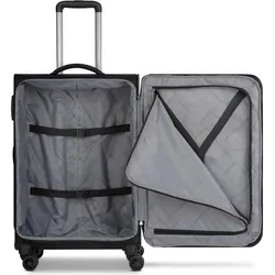 Worldpack Chicago 4 Rollen Trolley M 67 cm mit Dehnfalte, Koffer, Schwarz