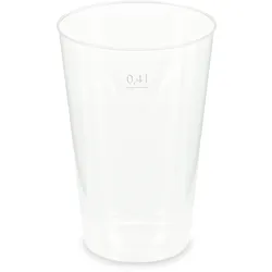 VEPATIM 50x Mehrwegbecher Pfandbecher transparent stabil+ PP 0,4L Eichstrich O 87mm
