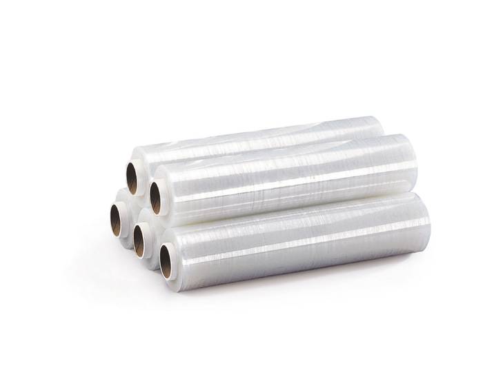 RAJA Bobine de film emballage étirable manuel cast - 45 cm x 300 m - Epaisseur 15 microns - Transparent - Lot de 6