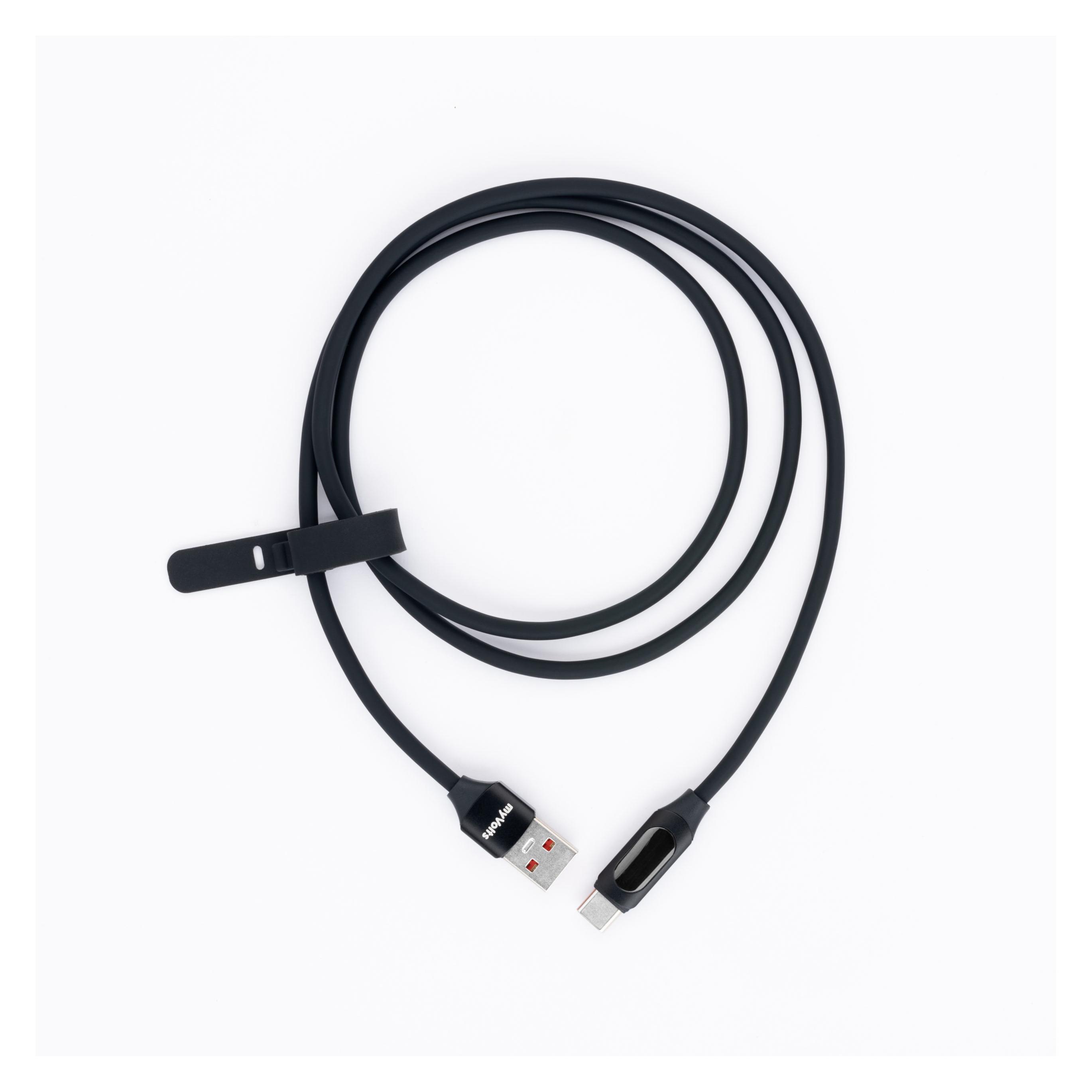MyVolts PDCCALB - Step Up USB-A to USB-C PD Cable with LCD Power Meter, Liquorice Black (USB 3.2 Gen 1) (45171791)