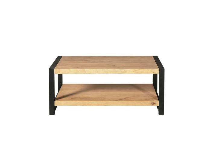 Table basse double plateau, bois clair et métal