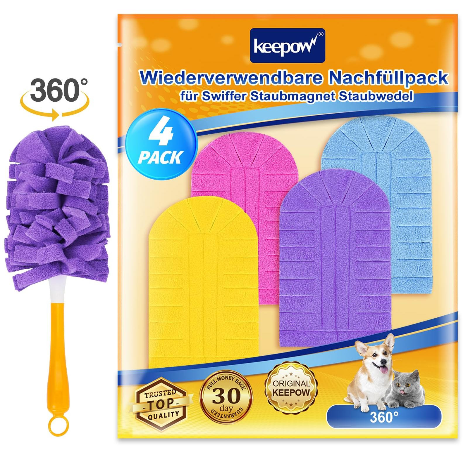 Dripio Wasbare Stofdoekjes Navulverpakking 4 stuks voor Swiffer Duster