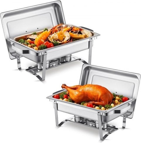 VEVOR Chafing Dish Buffet Food Warmer 2-pack, 7,5 L, zilverkleurig