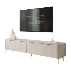 TV-SCHRANK CELESTE 200 cm mit Beleuchtung an den Silber Chrom Füßen
