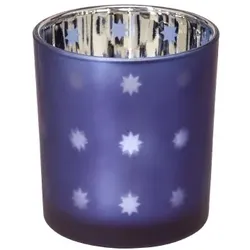 EDZARD SALE Teelicht Teelichtglas Teelichthalter Domo, blau / silber, Sternchen-Motiv, Höhe 8 cm