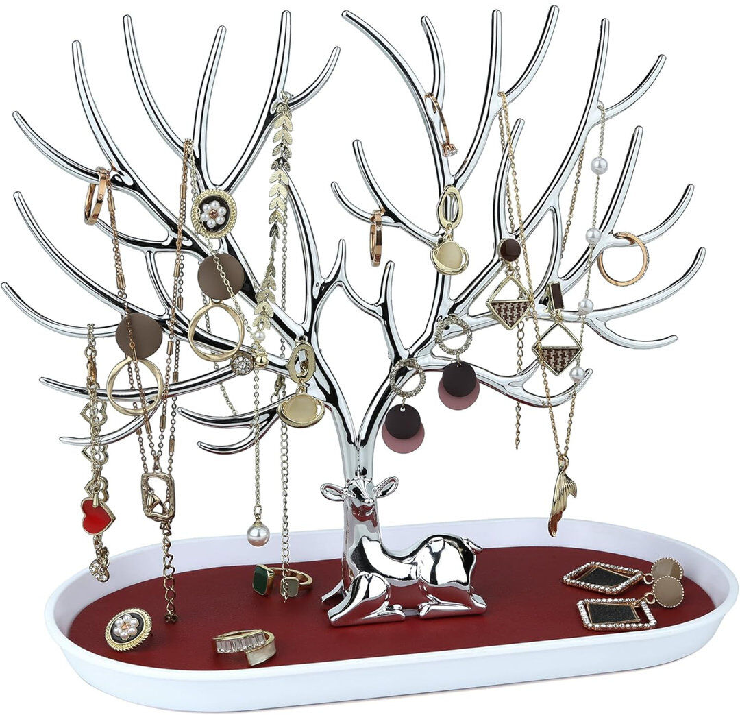 Union Rustic Jewellery Stand Silver 21cm H X 24.5cm W X 12cm D