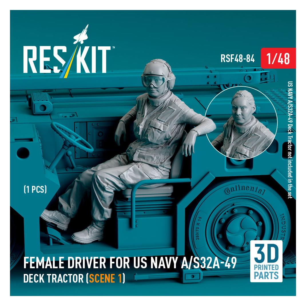 ResKit Female driver for US NAVY A/S32A-49 Deck Tractor (scene 1) (1 pcs) (3D Printed) (RSF48-0084)